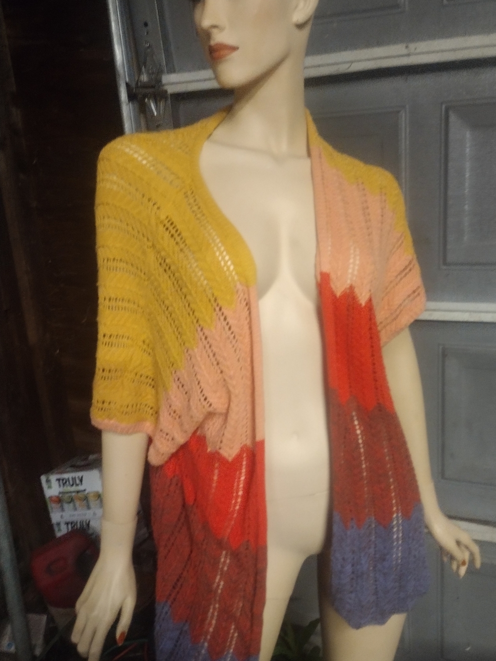 Maurices Multicolor Open Knit Sweater Cardigan - Yellow, Pink, Red, Purple